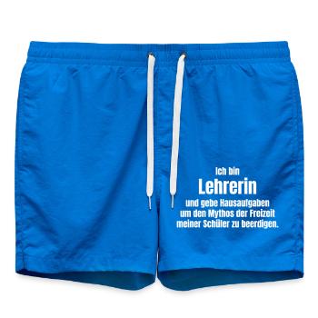 Lehrerin gibt Hausaufgaben - Badeshorts - Cobalt blue - Vorne