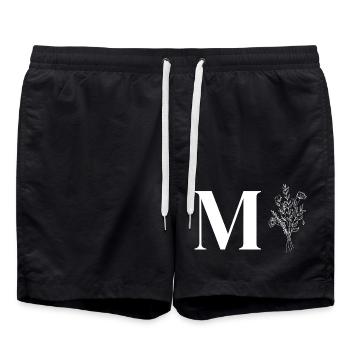 Lette m fleurs minimalistes - Short de bain - noir - Devant - AI Model Male 185 light (185cm)