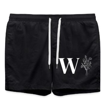 Lette w fleurs minimalistes - Short de bain - noir - Devant - AI Model Male 185 light (185cm)