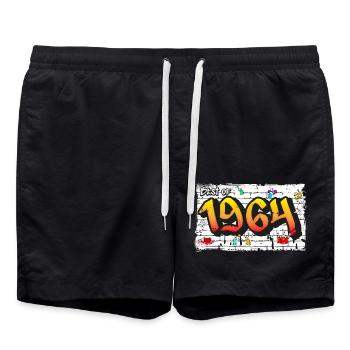 Vintage 1964 Graffiti – 61 Years of Bold Legacy - Swim Trunks - black - Front - AI Model Male 185 light (185cm)