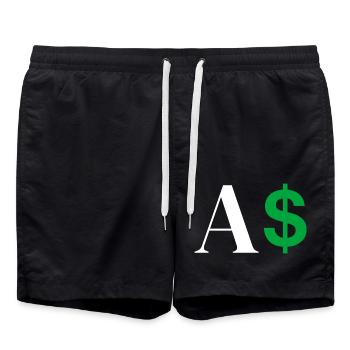 Dollar Letter - Swim Trunks - black - Front - AI Model Male 185 light (185cm)