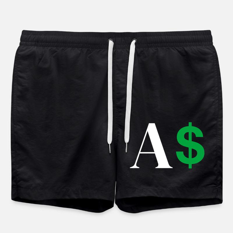 Dollar Letter - Swim Trunks - black