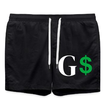 Letter g dollar - Swim Trunks - black - Front - AI Model Male 185 light (185cm)