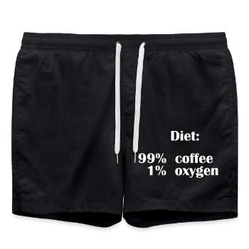 Diet Is 99% Coffee But Only 1% Oxygen - Swim Trunks - black - Front - AI Model Male 185 light (185cm)