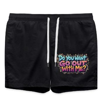 Do you want to go out with me - Swim Trunks - black - Front - AI Model Male 185 light (185cm)