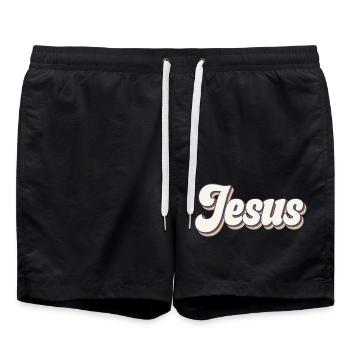 Jésus - Short de bain - noir - Devant - AI Model Male 185 light (185cm)