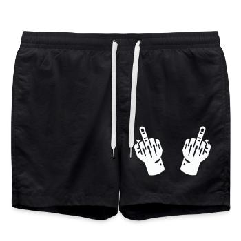 mittelfinger hand 2 - Badeshorts - Schwarz - Vorne - AI Model Male 185 light (185cm)