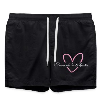 Das Brautteam Pink Herz Glitzer - Badeshorts - Schwarz - Vorne - AI Model Male 185 light (185cm)