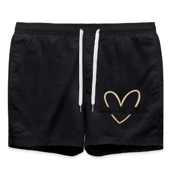 Zeuge der Braut goldenes Herz Glitzer - Badeshorts - Schwarz - Vorne - AI Model Male 185 light (185cm)