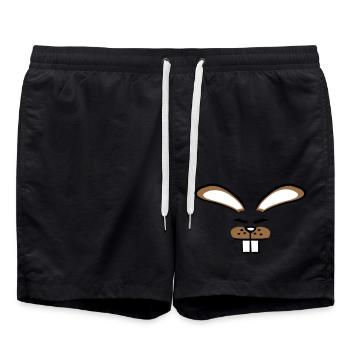 Hase Kaninchen Häschen Cartoon Kleintier niedlich - Badeshorts - Schwarz - Vorne - AI Model Male 185 light (185cm)