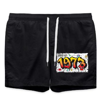 Classic Vibes 1973 Graffiti – 52 Years of Urban - Swim Trunks - black - Front - AI Model Male 185 light (185cm)