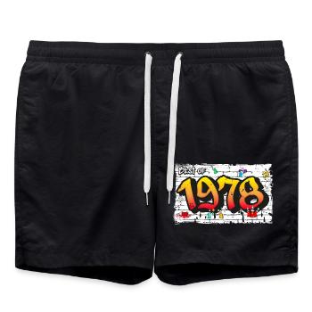 Retro Classic 1978 Graffiti – 47 Years of - Swim Trunks - black - Front - AI Model Male 185 light (185cm)