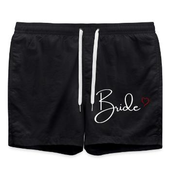 Bride cœur rouge - Short de bain - noir - Devant - AI Model Male 185 light (185cm)