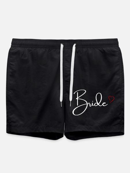 Roter Herzflansch - Badeshorts - Schwarz