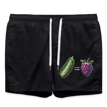 Cucumber = berry | Cucumbers are berries | Vintage - Swim Trunks - black - Front - AI Model Male 185 light (185cm)