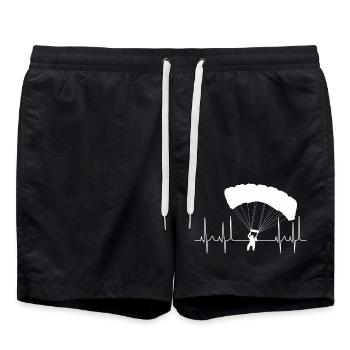 kardiogramm gleitschirm weiss - Badeshorts - Schwarz - Vorne - AI Model Male 185 light (185cm)