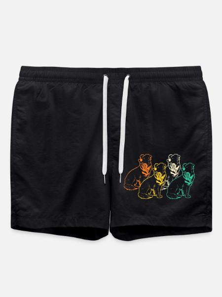 Border Collie - Swim Trunks - black