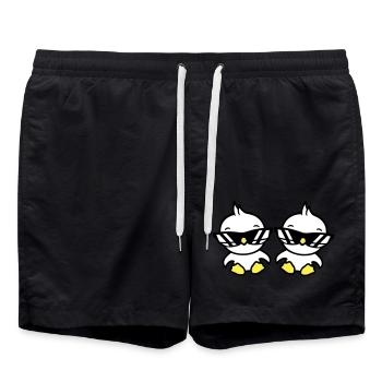 2 Birds Sunglasses Cool Sitting Two Friends Crew - Swim Trunks - black - Front - AI Model Male 185 light (185cm)