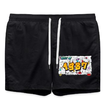 Le meilleur du graffiti de 1987 – 38 ans de rétro - Short de bain - noir - Devant - AI Model Male 185 light (185cm)