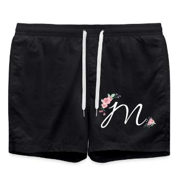 Buchstabe m Blumen - Badeshorts - Schwarz - Vorne - AI Model Male 185 light (185cm)