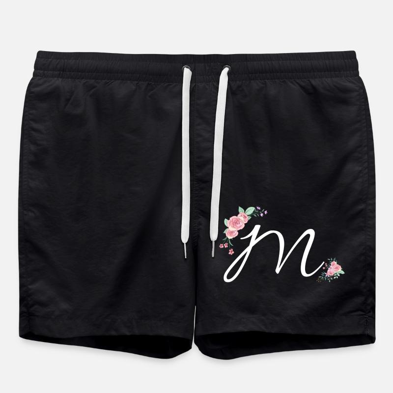 Lettre m fleurs - Short de bain - noir