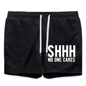 Shhh No One Cares - Swim Trunks - black - Front - AI Model Male 185 light (185cm)