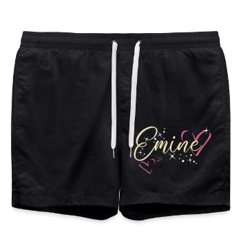 Emine surname First name Calligraphy heart - Swim Trunks - black - Front - AI Model Male 185 light (185cm)