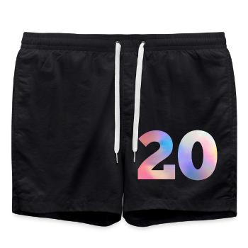 Colorful Number 20 - Swim Trunks - black - Front - AI Model Male 185 light (185cm)