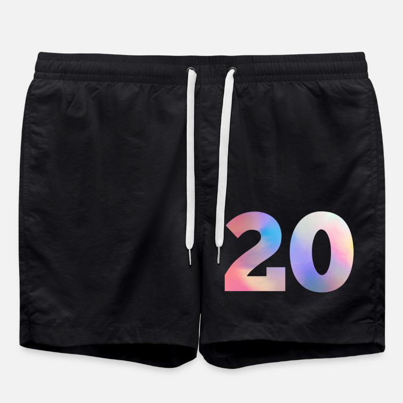 Colorful Number 20 - Swim Trunks - black