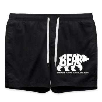 Bear Power Animal – Spiritual Totem Animal Design - Swim Trunks - black - Front - AI Model Male 185 light (185cm)
