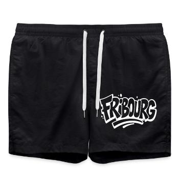 Fribourg Graffiti - Badeshorts - Schwarz - Vorne - AI Model Male 185 light (185cm)