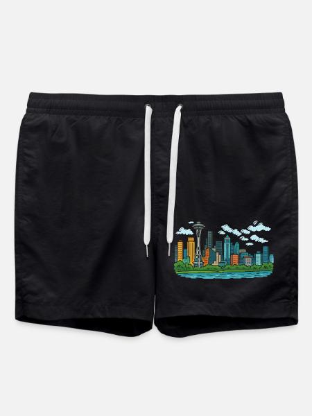 Seattle City - Swim Trunks - black