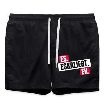 Mallorca Malle Party Shirt It Escalates - Swim Trunks - black - Front - AI Model Male 185 light (185cm)