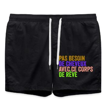 Pas besoin de cheveux avec ce corps de rêve - Short de bain - noir - Devant - AI Model Male 185 light (185cm)