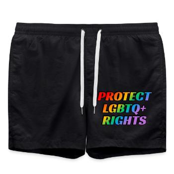 Protéger les droits LGBTQ - Short de bain - noir - Devant - AI Model Male 185 light (185cm)