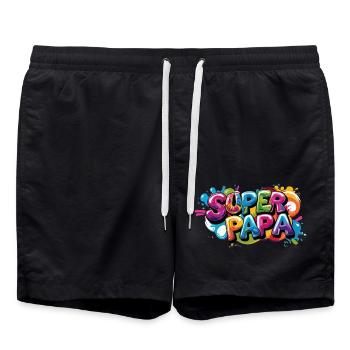 Chemise superdad cool dans le style graffiti pour les pères - Short de bain - noir - Devant - AI Model Male 185 light (185cm)