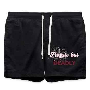 Zerbrechlich, aber tödlich – Soft Girl x Dark Romance - Badeshorts - Schwarz - Vorne - AI Model Male 185 light (185cm)