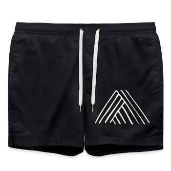 Dreieck - Logo - Berge (Vectorgraphic) - Badeshorts - Schwarz - Vorne - AI Model Male 185 light (185cm)