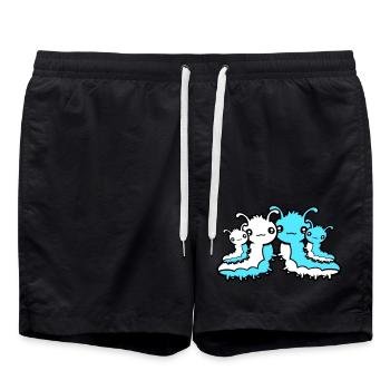 Raupe Familie Eltern Mama Papa Kinder Geschwister - Badeshorts - Schwarz - Vorne - AI Model Male 185 light (185cm)