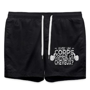 Chauve Drôle Avec un corps comme ça - Short de bain - noir - Devant - AI Model Male 185 light (185cm)