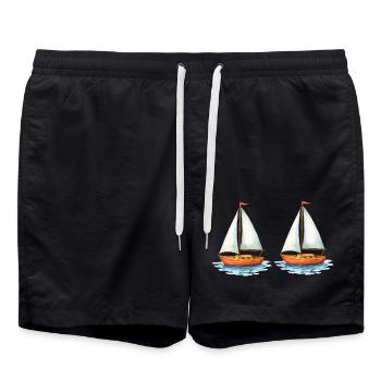 segelboote - Badeshorts - Schwarz - Vorne - AI Model Male 185 light (185cm)