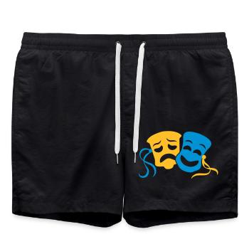 happy sad theatre actor acting mask - Swim Trunks - black - Front - AI Model Male 185 light (185cm)