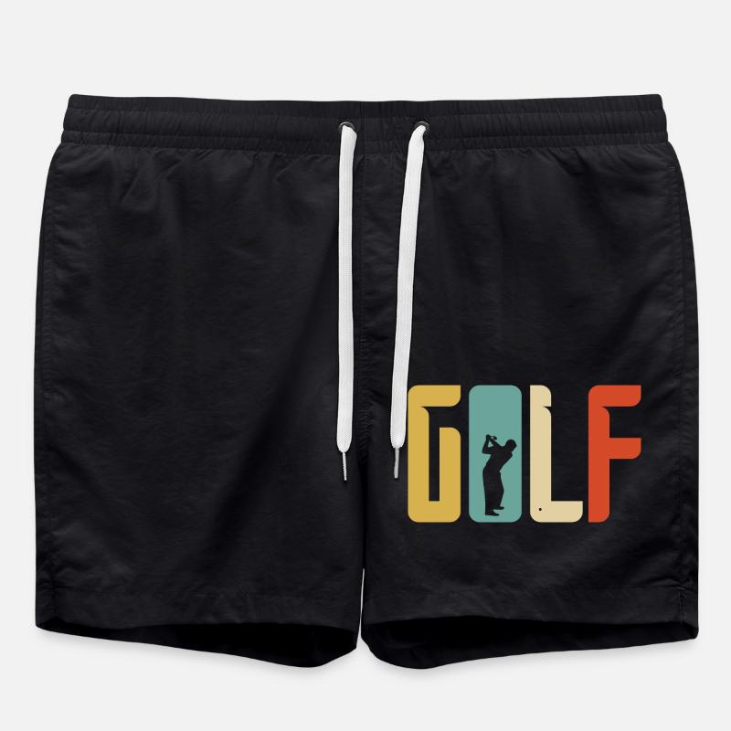Golf Geschenk Retro Abschlag - Badeshorts - Schwarz