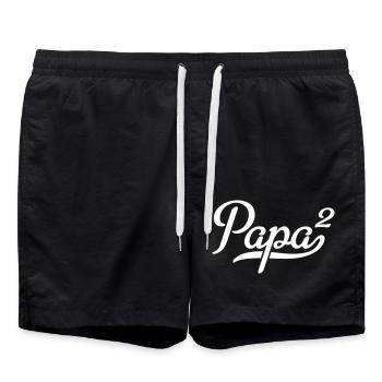 Papa hoch zwei - Badeshorts - Schwarz - Vorne - AI Model Male 185 light (185cm)