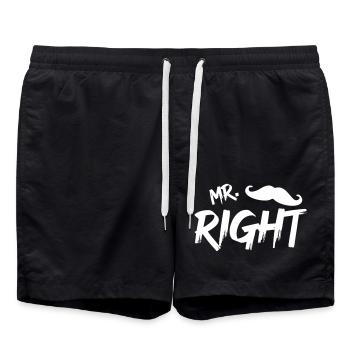 Mr Right with beard w - Swim Trunks - black - Front - AI Model Male 185 light (185cm)