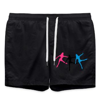 3 dancers ballet silhouette woman - Swim Trunks - black - Front - AI Model Male 185 light (185cm)