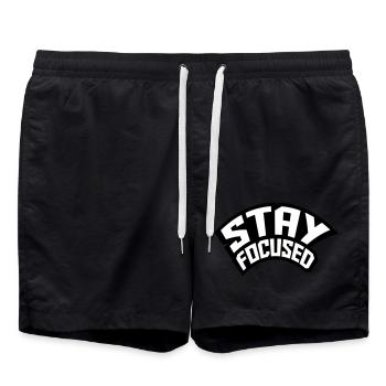 Stay focused bent cool symbol design logo logo - Swim Trunks - black - Front - AI Model Male 185 light (185cm)