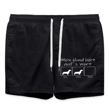 mein Dackel hört auf´s Wort - Badeshorts - Schwarz - Vorne - AI Model Male 185 light (185cm)