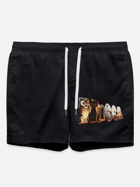 wicca schriftzug eule katze besen - Badeshorts - Schwarz