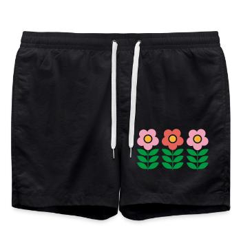 Blumen - Badeshorts - Schwarz - Vorne - AI Model Male 185 light (185cm)
